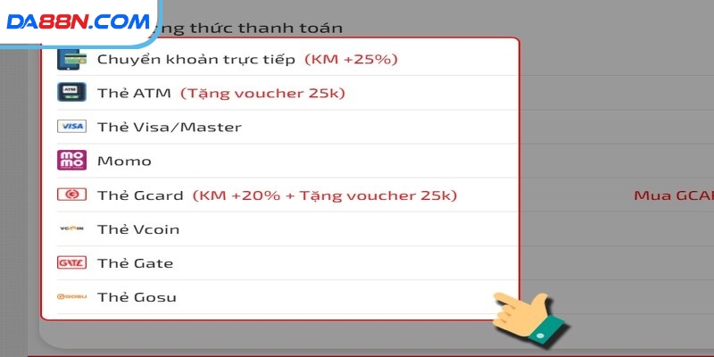 Nạp Tiền Da88 - Dịch Vụ Đỉnh Cao Cho Game Thủ Chuyên Nghiệp 2 Da88 - Nạp tiền siêu nhanh qua nhiều hình thức